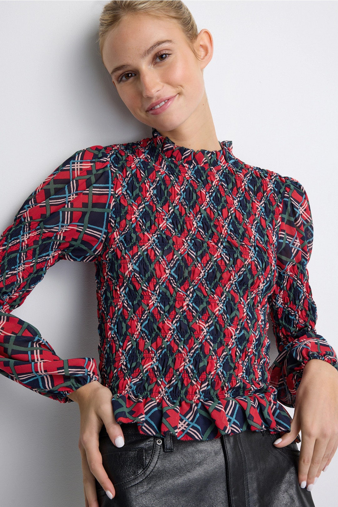 Smocked Ruffle Neck Top by Rixo x RTR 0