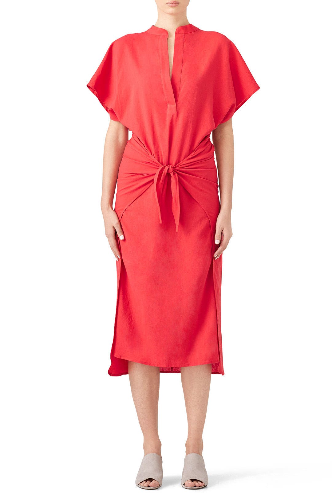 Red Wrap Front Dress by VINCE. 0