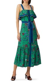 Green Printed Ruffle Cami Dress by Derek Lam 10 Crosby