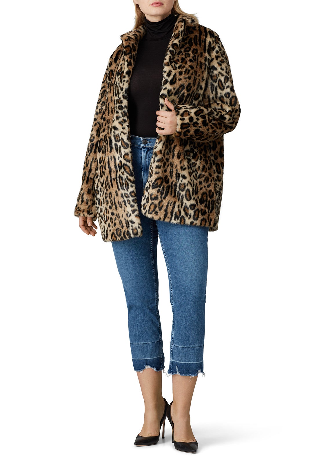 Leopard Faux Fur Jacket by JUNAROSE 0