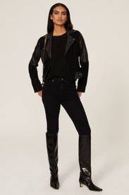 Mixed Media Leather Jacket by Slate & Willow