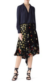 Asymmetrical Mixed Print Skirt by DEREK LAM