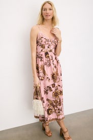 Tropical Pink Laces Midi Dress by FARM Rio