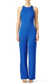 Classic Blue Silvia Solid Jumpsuit by Karina Grimaldi