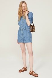Denim Long-Sleeve Romper by Madewell