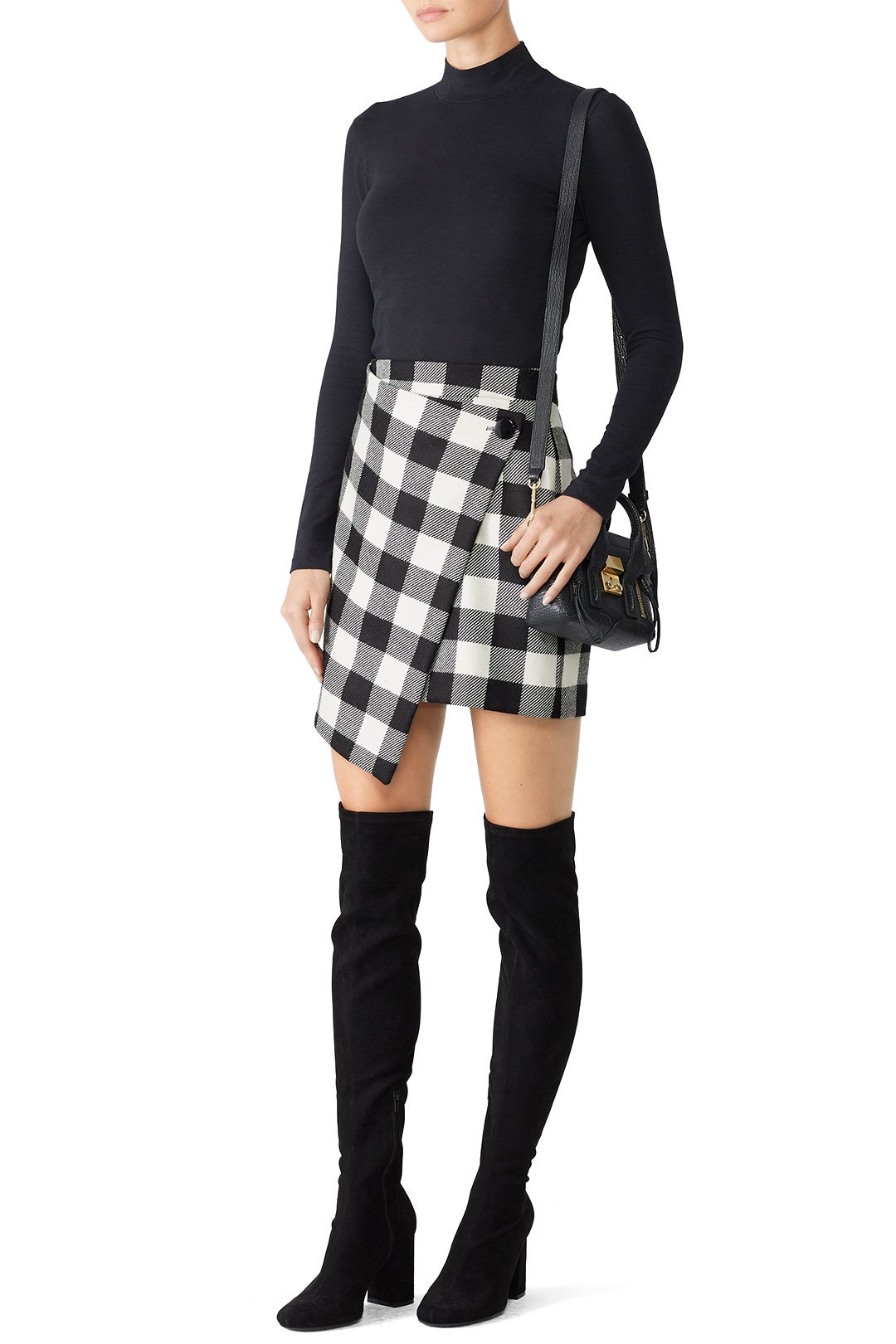 Plaid Asymmetric Wrap Skirt by Milly 0