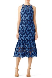 Blue Floral Bell Dress by Shoshanna