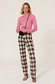 Pink Ribbed Crop Sweater by TOME x RTR