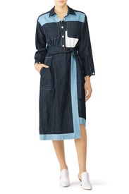Two Tone Denim Shirtdress by Colovos