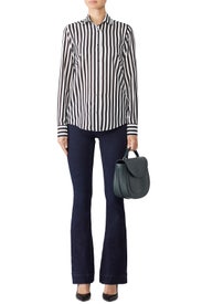 White Black Striped Shirt by Christian Pellizzari