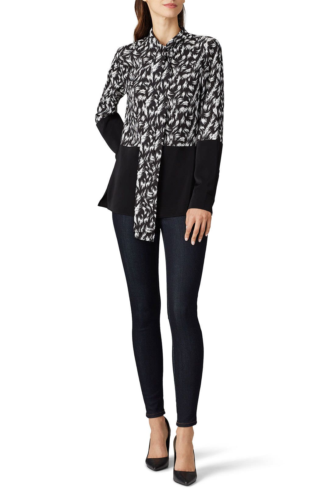 Feather Two Tone Blouse by Derek Lam 10 Crosby x RTR 0