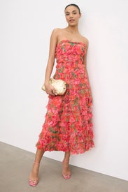 Strapless Micro Ruffle Dress by Ieena for Mac Duggal