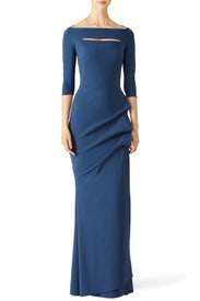 Blue Artico Kate Gown by Chiara Boni La Petite Robe