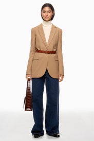 Beige Wool Oversized Blazer by MICHAEL KORS