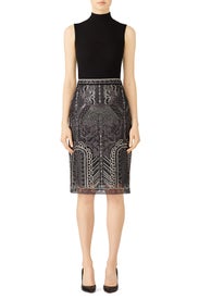 Silver Embroidered Skirt by Marchesa Notte