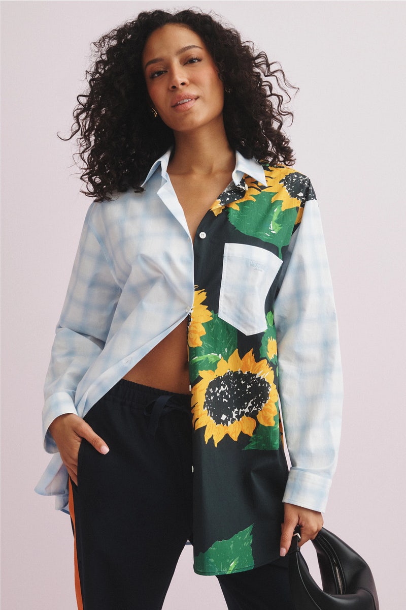 Gingham Sunflower Button Down Shirt by Moschino Jeans - Photo 0