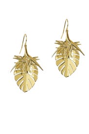 Gold Spike Leaf Earrings by Noir Jewelry