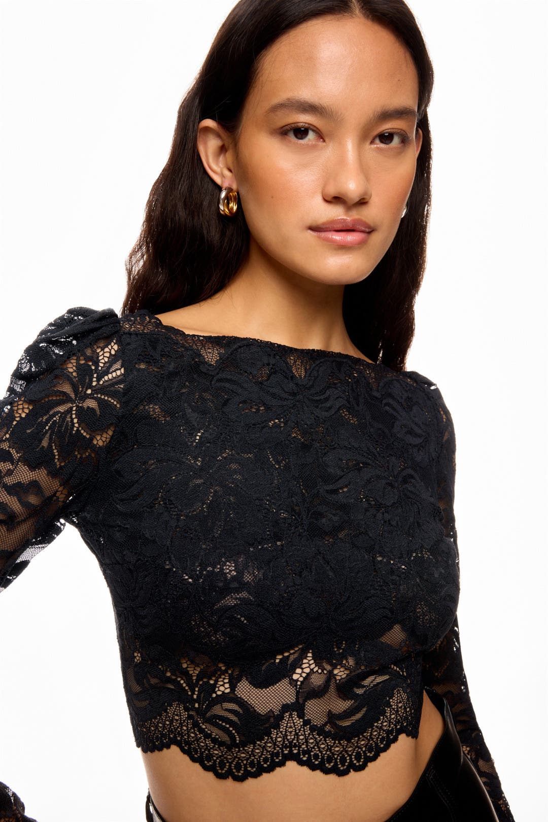 rabanne レース　トップス 黒 Stretch Lace Crop Top | RABANNE | elysewalker