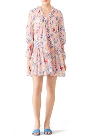 Pink Printed Ruffle Dress by See by Chloé