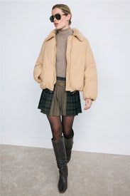 Domenica Puffer Coat With Fur Collar by Sandro