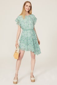 Blue Floral Ruffle Dress by Slate & Willow