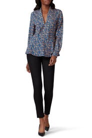Blue Floral Printed Blouse by Derek Lam 10 Crosby x RTR