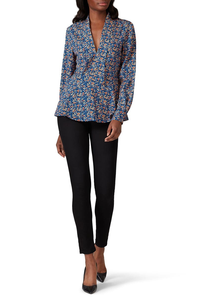 Blue Floral Printed Blouse by Derek Lam 10 Crosby x RTR - Photo 0