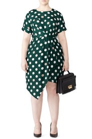 Spotted Draped Front Dress by ELOQUII