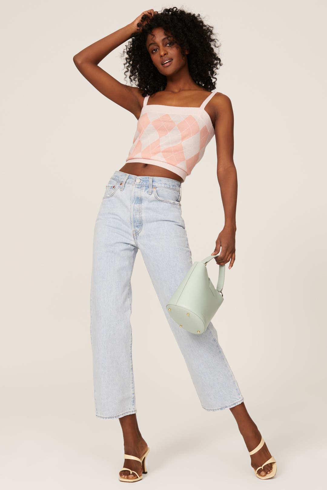 Pink Argyle Tank Top by 525 America | Rent the Runway