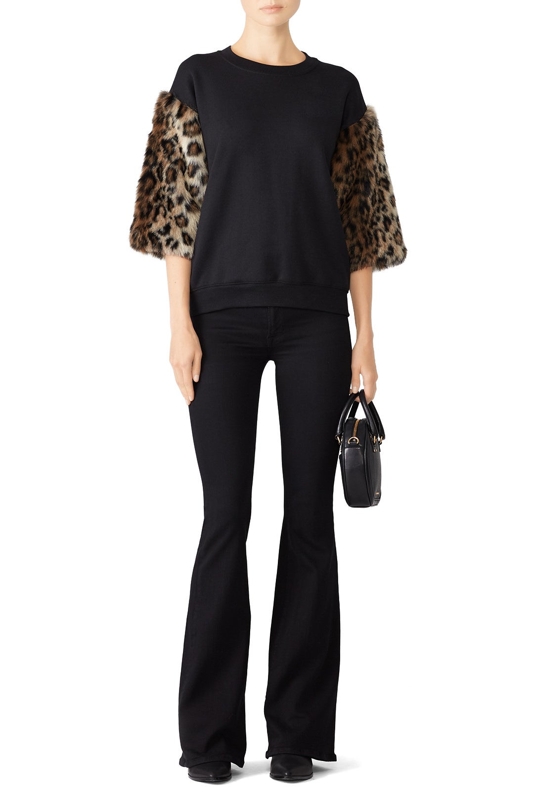 Faux Leopard Sleeve Sweatshirt by Harvey Faircloth 0