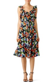 Bright Floral Ruffle Dress by MSGM