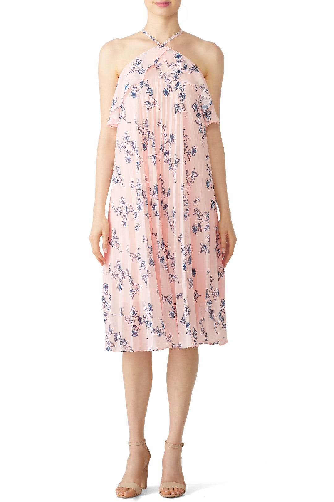 Pink Floral Halter Dress by Shoshanna 0