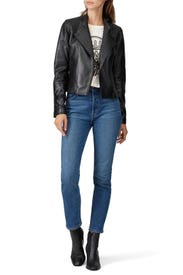 Embossed Studs Leather Jacket by Slate & Willow