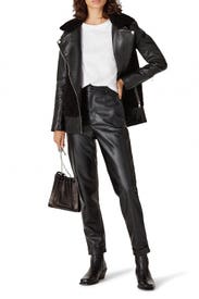 Faux Shearling Collared Leather Jacket by Slate & Willow
