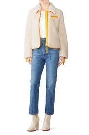 Ivory Faux Sherpa Jacket by Tory Burch