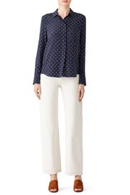 Navy Refined Dot Button Down by VINCE.