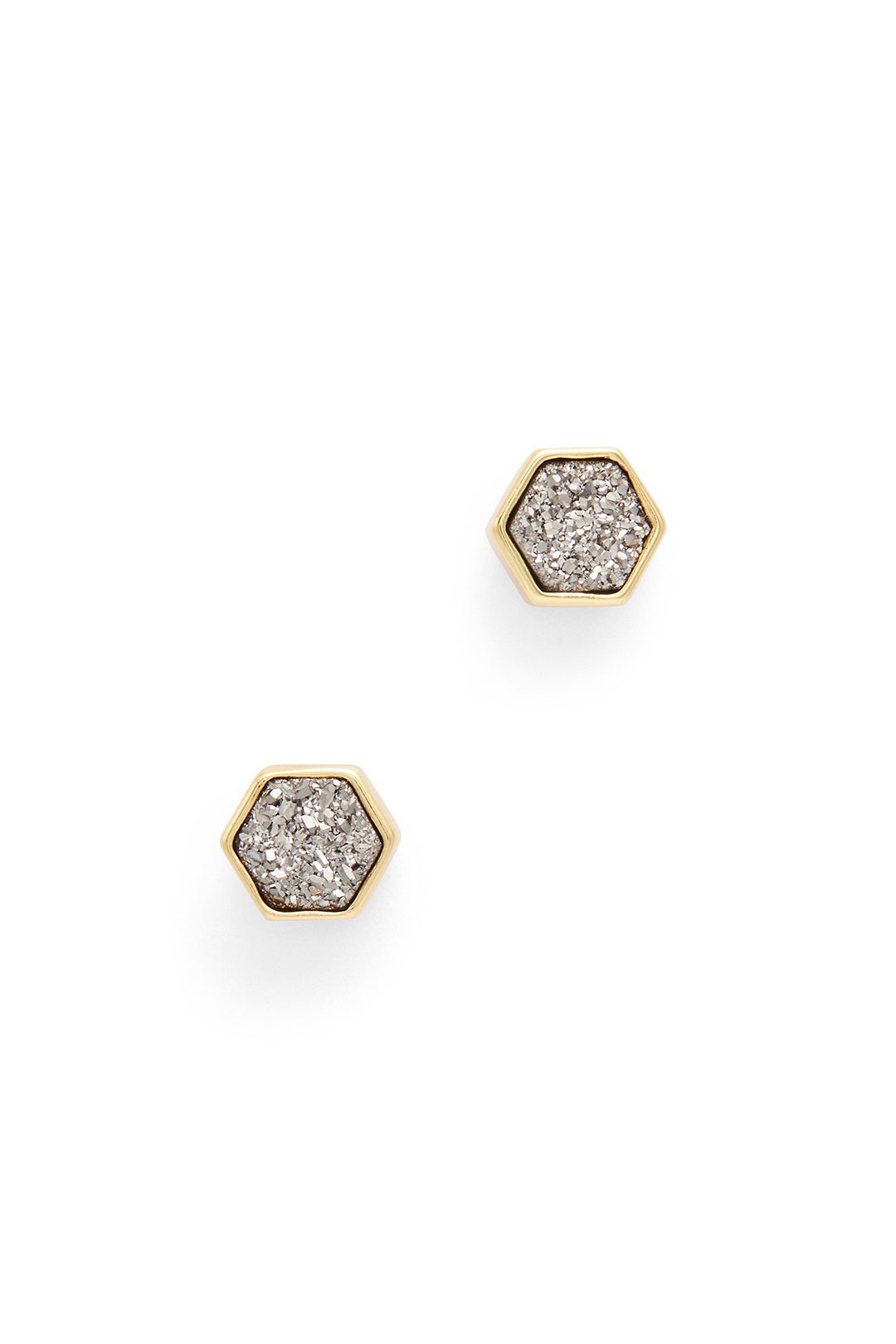 Hexagon Druzy Stud Earrings by Elise M. 1