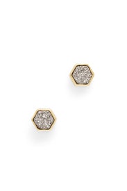 Hexagon Druzy Stud Earrings by Elise M.