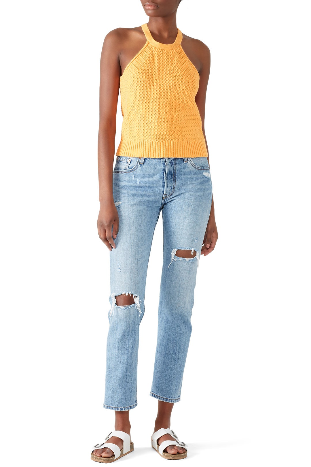 Orange Criss Cross Back Tank by 525 America 0