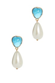 Aqua and Pearl Earrings by Kenneth Jay Lane