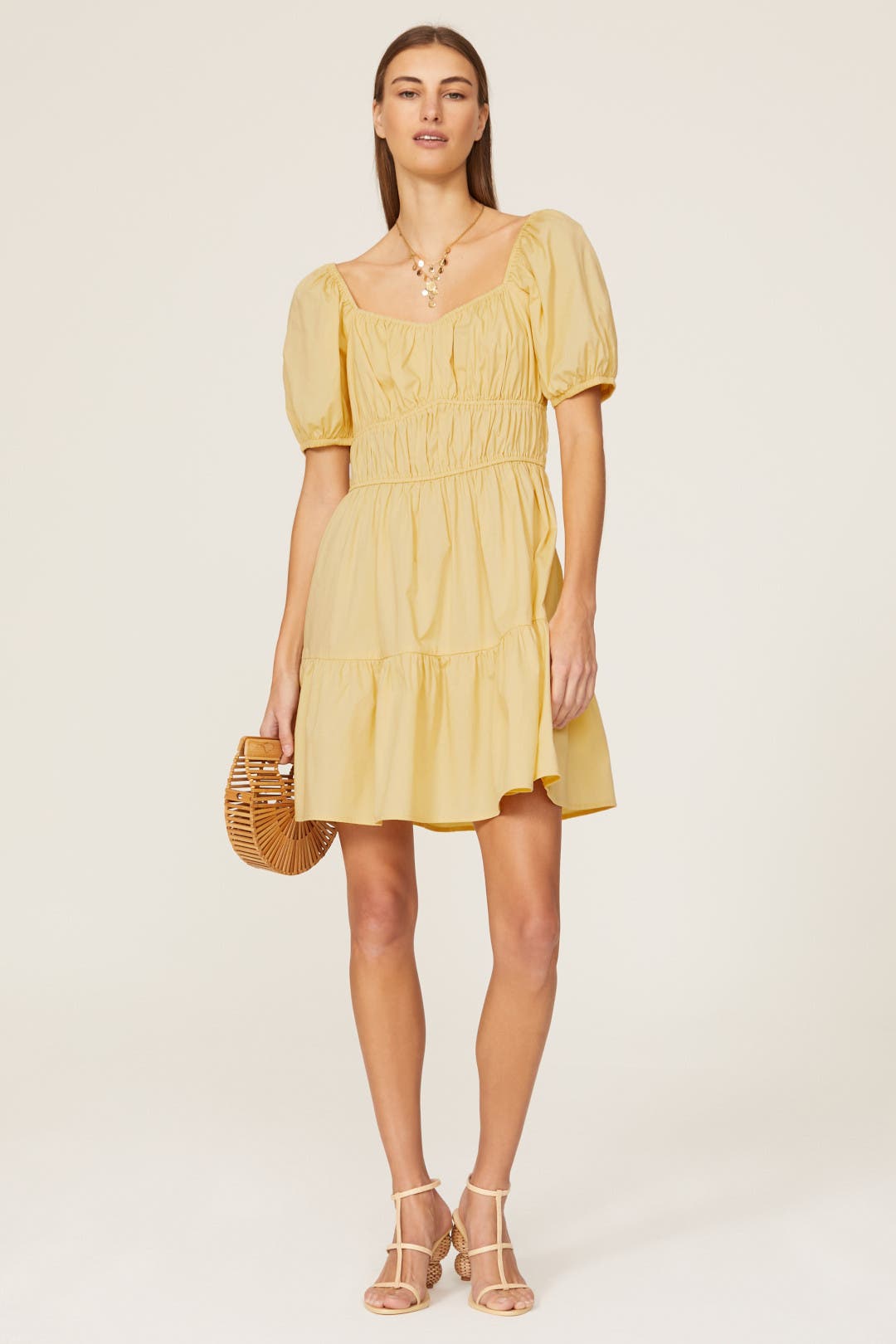 【LOULOUSEOUL】Cottage Stripe Puff Dress (Yellow) Cottage Stripe Puff Dress (Pink) - LOULOUSEOUL