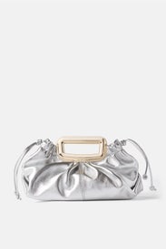 Silver Clutch With Gold Hardware by Maje