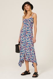 Blue Floral Midi Dress by Rabanne