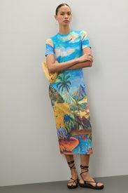 Beach Print Midi Dress by Stella Jean