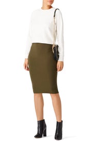Olive Knit Pencil Skirt by Diane von Furstenberg