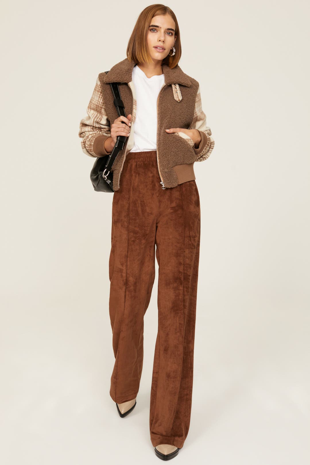 Plaid Sherpa Bomber Jacket by SIMKHAI | Rent the Runway