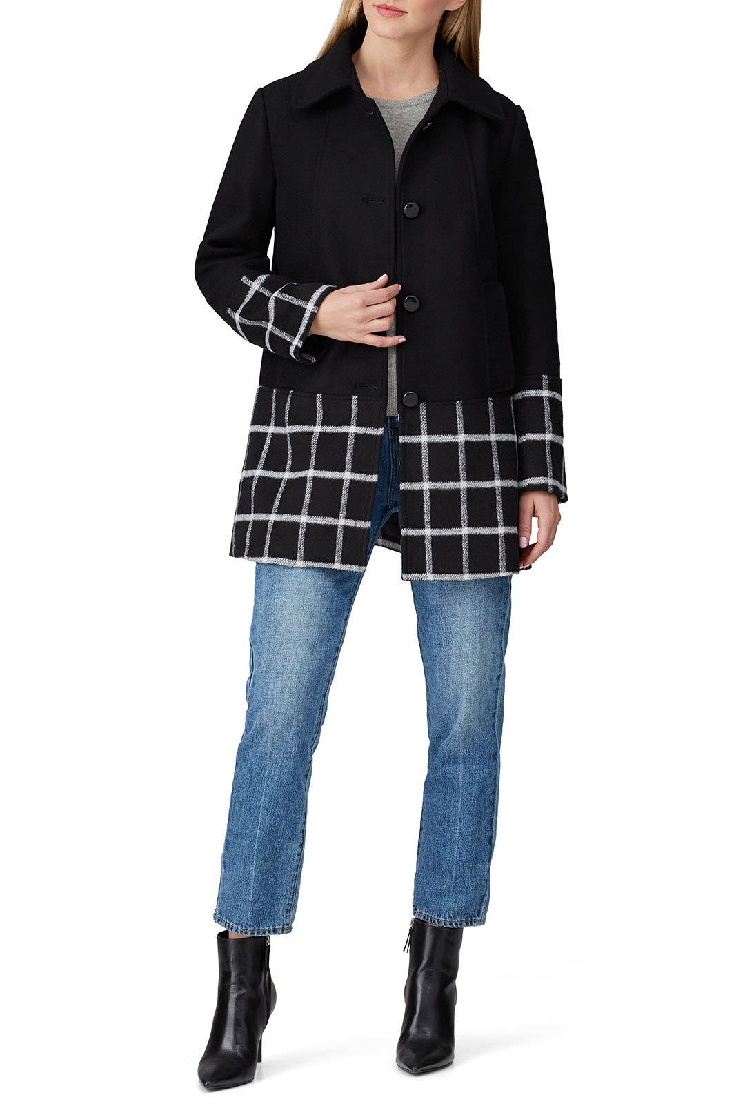 Black Windowpane Wool Coat by Slate & Willow 0