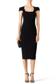 Black Square Neck Tailored Sheath by Antonio Berardi