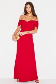Off The Shoulder Gown With Pleats by Badgley Mischka