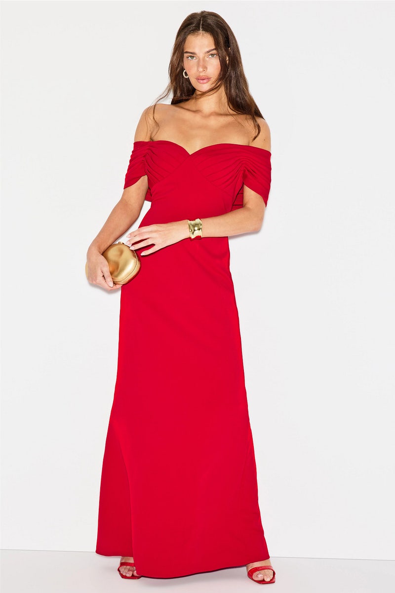 Off The Shoulder Gown With Pleats by Badgley Mischka - Photo 0